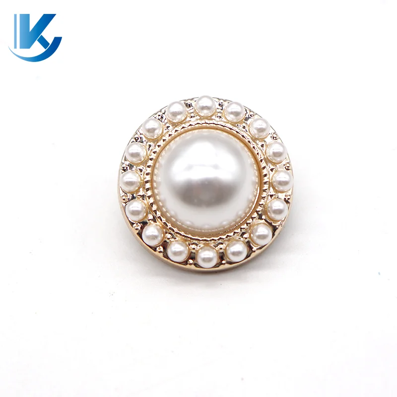 KY Factory Wholesale High Quality Decorative Flowers Sewing Button Gold Pearl Shank Buttons For garment buttons