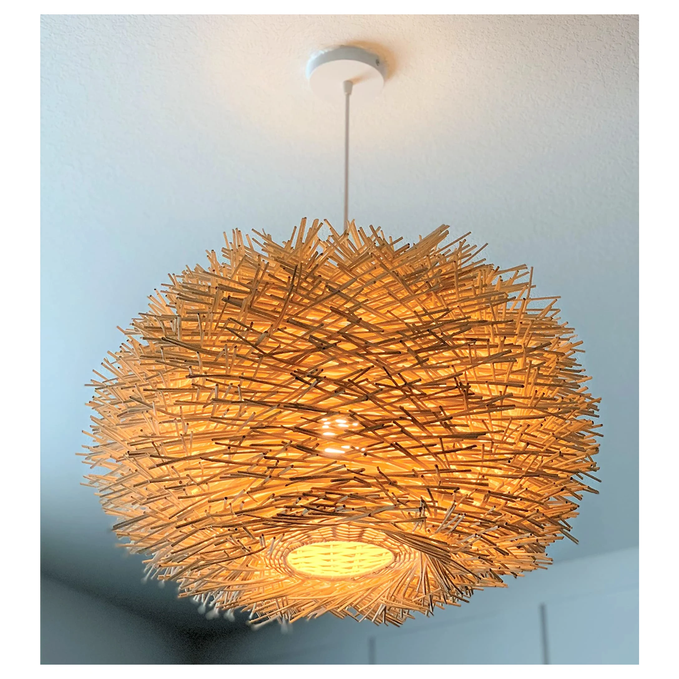 Rattan art chandelier led bamboo pendant light rattan bird cage nest weaving ceiling chandeliers