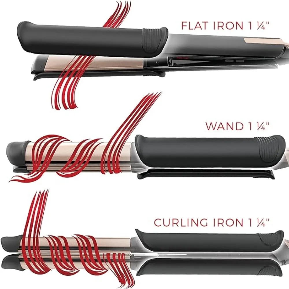 remingDigital 3 in 1 Flat Iron Hair Straightener Curling Iron Wand 1 1/4 Multi-Styler Hair Iron