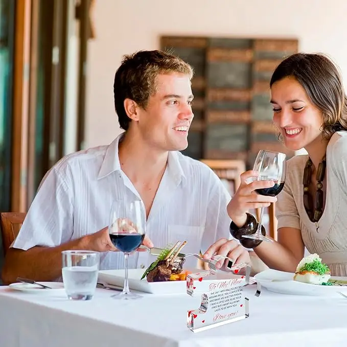 Valentines Day Couple Gift Custom UV Print Acrylic Puzzle Block Display