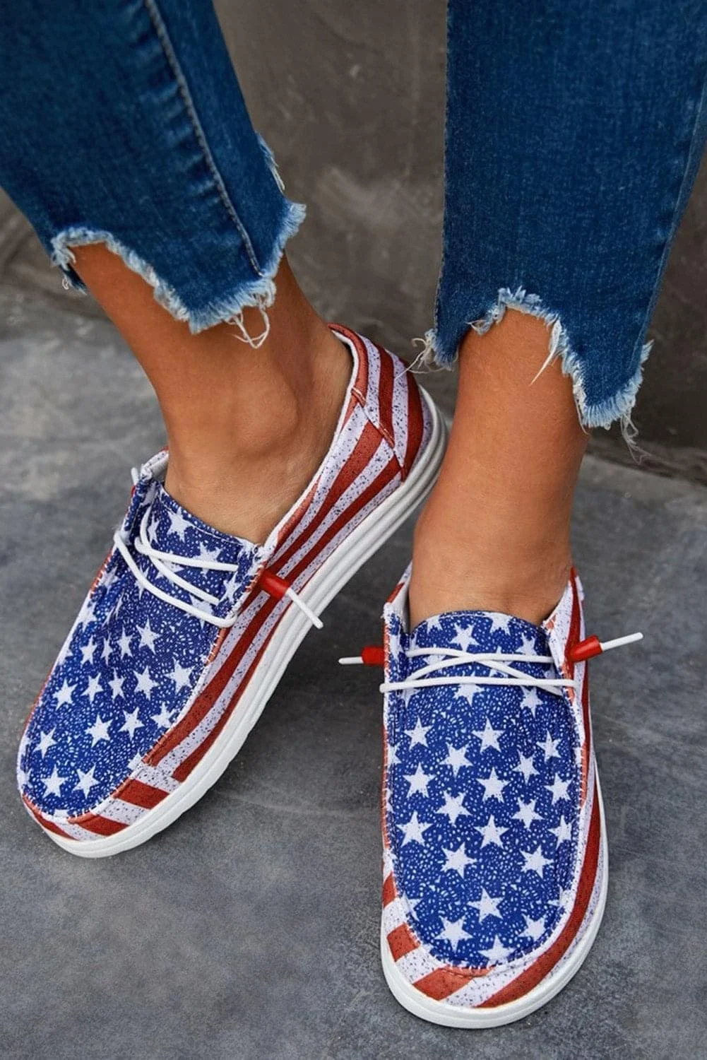Free Shipping New Arrival Women Soft Slip On Canvas Shoes Women American Flag Printed Shoes