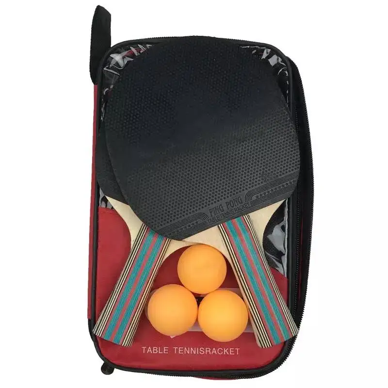 Portable Custom Logo Printed Surface Entertainment Colorful Table Tennis Ball 2 Racket 3 Ping Pong Ball With Bag Set Case