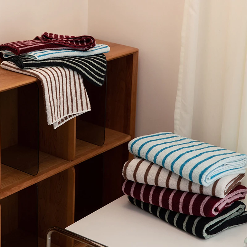 Super Absorbent Adult Towels Gift Minimalism Striped Wholesale Bathroom Cotton Face Bath Towel For Home