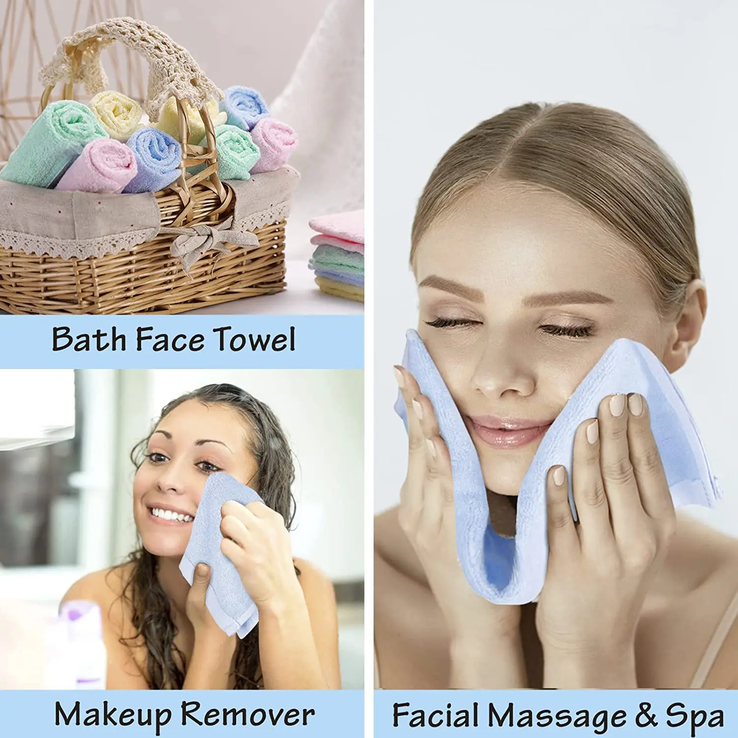 High Quality Bamboo Fiber Towel Organic Washcloths Soft and Absorbent Baby Face Custom logo Embroidery