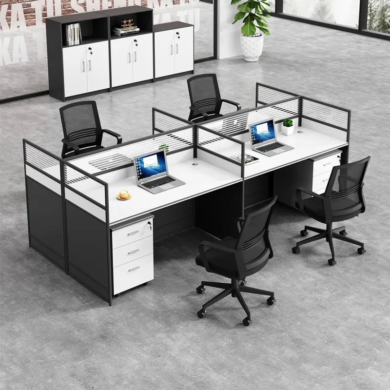 Soundproof Modern Modular Cubicle Workstation Desk Staff Working Station Ideal for 3 or 4 or 5 Person Office Desks