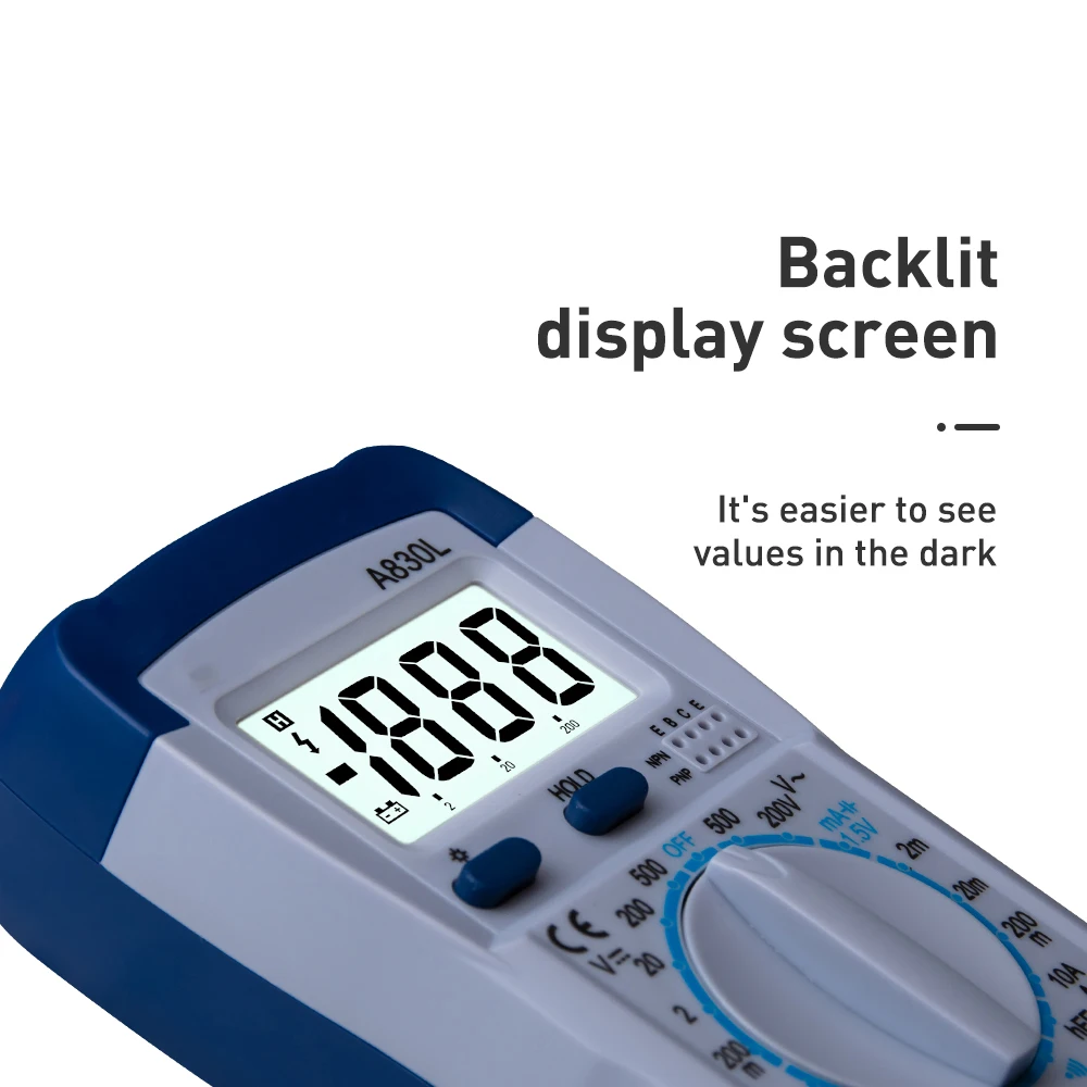LCD Digital Multimeter AC DC Voltage Diode Freguency Multitester Current Tester Luminous Display with Buzzer Function A830L