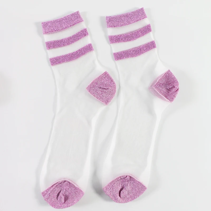 Летние модные прозрачные полосатые дешевые забавные женские черные прозрачные носки