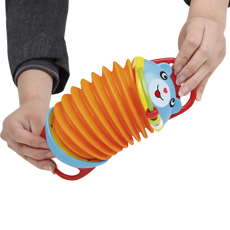 Cross border hot sale toddler sensory baby infant accompanying soothing music bear accordion touch toy