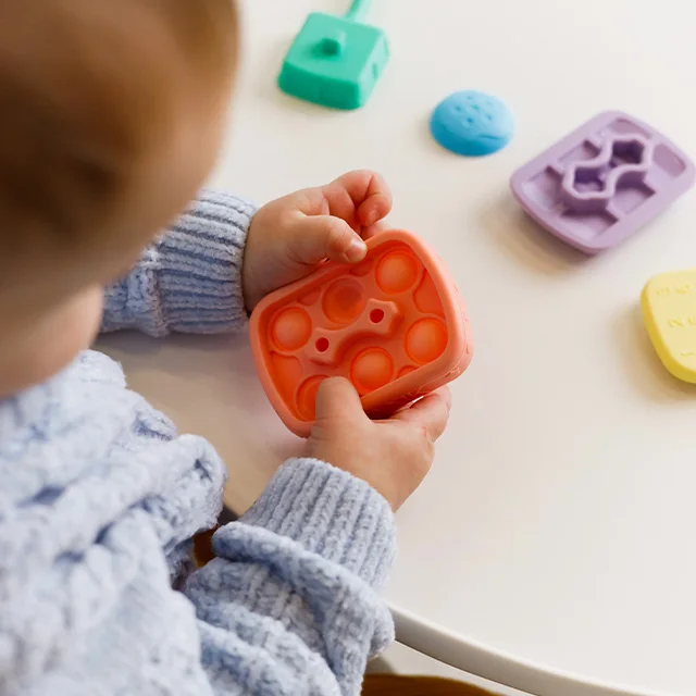 ES-Pro New Educational Nesting Sorting Stacking Silicone Baby Toys Soft Kids Blocks Building Rainbow Early Educational Tank Toys