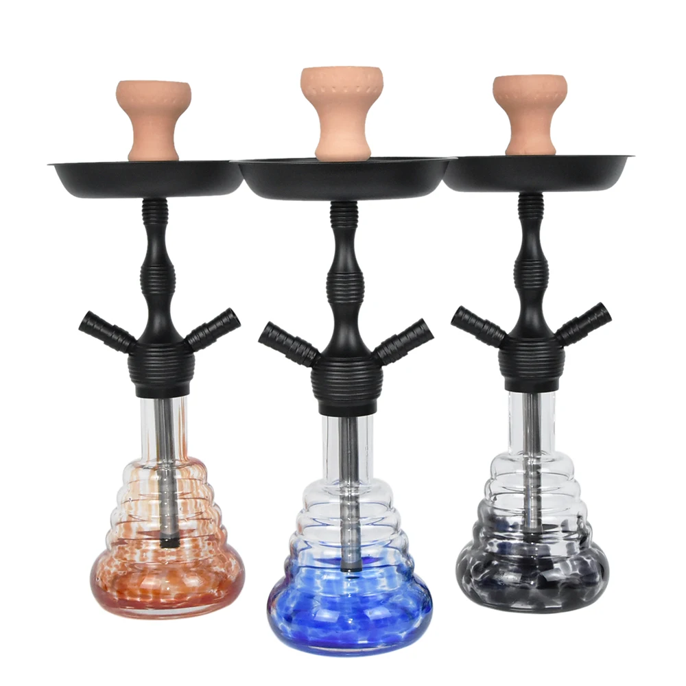 Hot sale wholesale cheap smoking glass customized classic hookah shisha with 2 hoses aluminum hookah nargile hookah