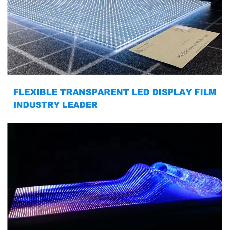 Original Manufacturer Shop shopping mall advertising p6.25/p8/p10/p15/p20 curtain window transparent flexible LED Display film