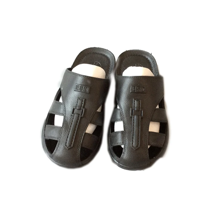 Non-slip Unisex Washable Cleanroom Working Black Soft SPU 6holes ESD Antistatic Slipper