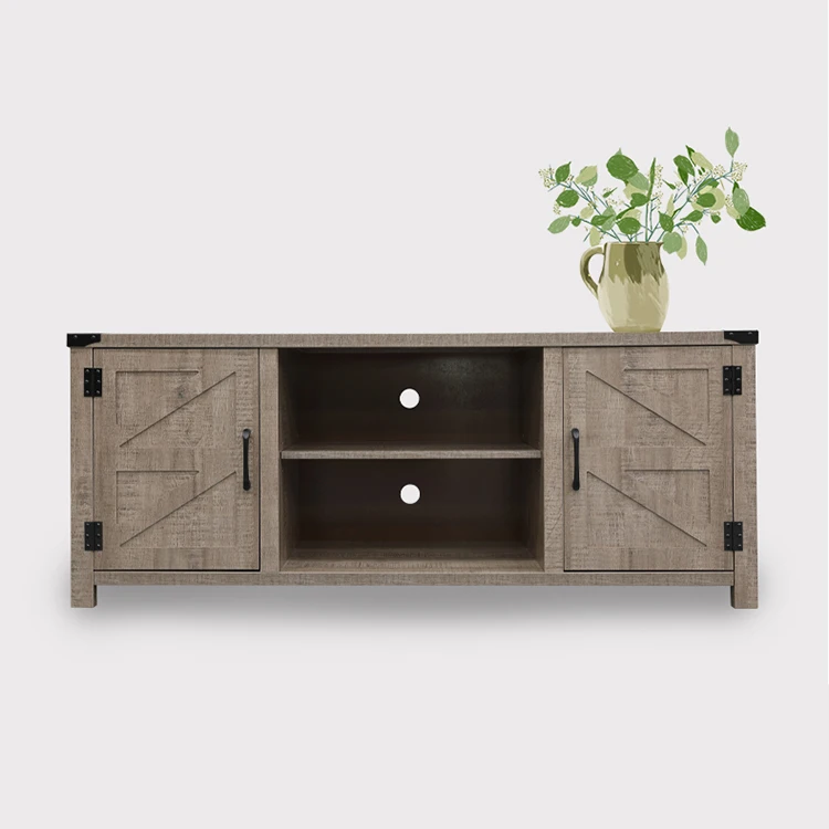 Country Style Barn Door TV Stand American Living Room Furniture Antique Wooden TV Stand