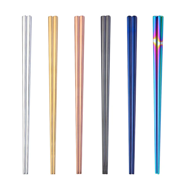 Korean Custom Color 18/10 Stainless Steel Metal Titanium Chopsticks for home wedding party