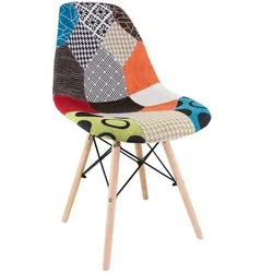 Multicolour Fabric patchwork armchair chair Scandinavian Stackable Chaise