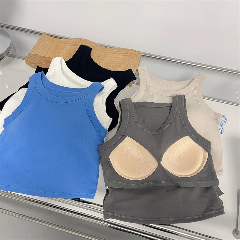 Dropshipping Products 2022 Wirefree Cotton Workout Bralettes Cami Bra Tank Tops With Pads