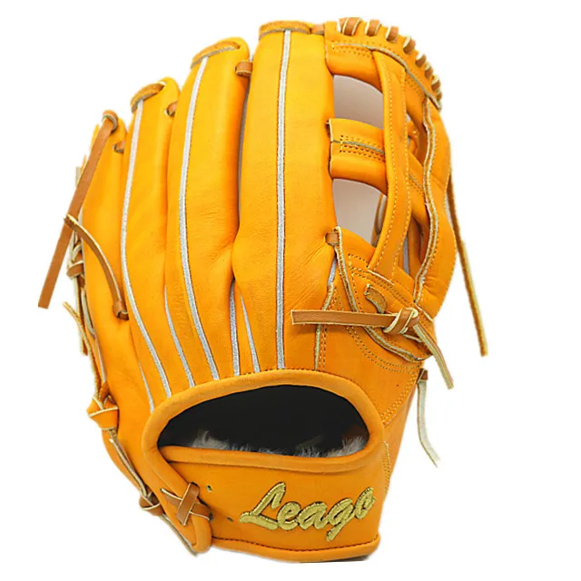 2020 made-in-china black and yellow steerhide leather infield baseball softball gloves  with tanner color cowhide leather laces