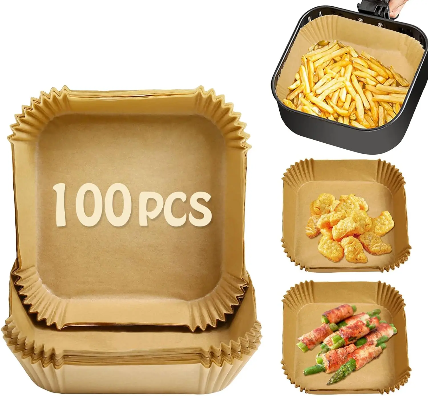Square Greaseproof Hamburger Wrapping Paperair Fryer Paper Liner Round Steamer Liners
