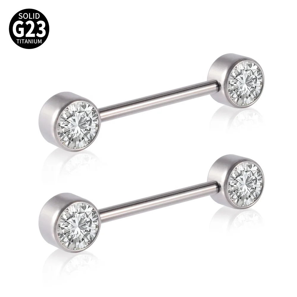 G23 Titanium Nipple Sexy Shield Bars Piercing Opal CZ Gem 14G Internally Thread Nipple Barbells Women Trendy Jewelry wholesale