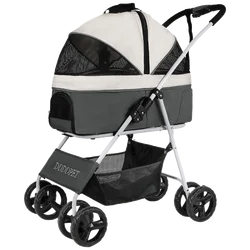 Portable 4 Wheel Pet Stroller Folding Detachable Dog Trolley For Dogs Puppy