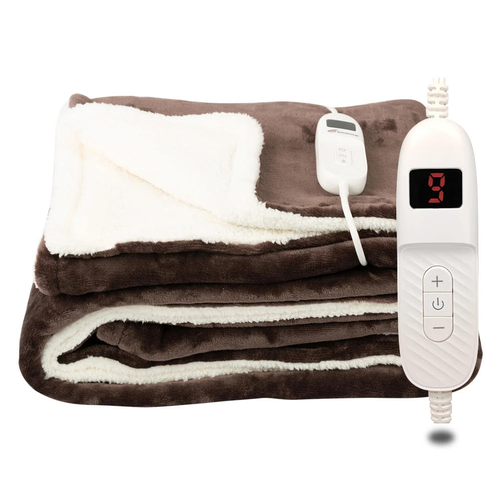 New 9 Heat Setting and Timer Adjustable Temperature Machine Wachable Electric Heated Overblanket Throw Over Blanket