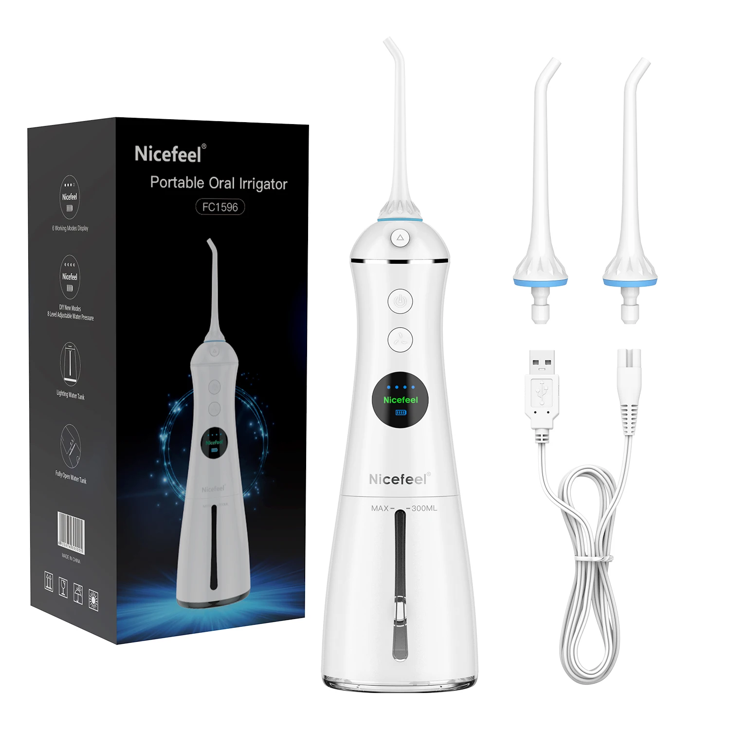 2024 Popular Smart Display Oral Irrigator Dental with 6 Mode Water Flosser 300ml Capacity for Optimal Health