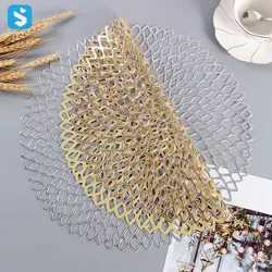 New Style Dining Table Mat Luxury PVC Placemats Plastic Pierced Gold placemats