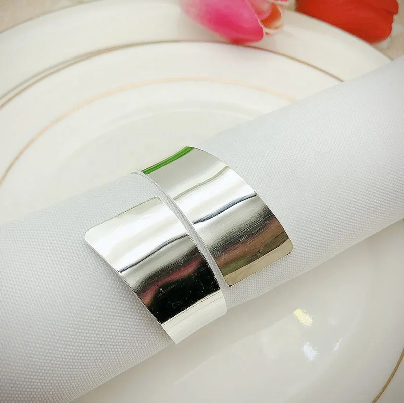 Wholesale Cheap Napkin Rings Silver Round Napkin Ring Holder Stainless Steel Mirrored Metal Napkin Rings HWM07
