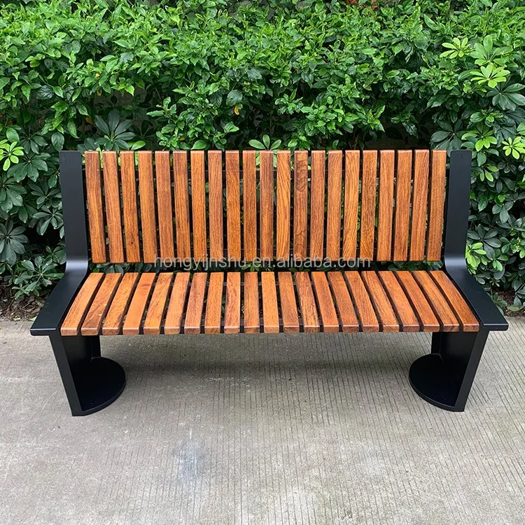 Modern outdoor furniture stainless steel benches  wooden benches seat