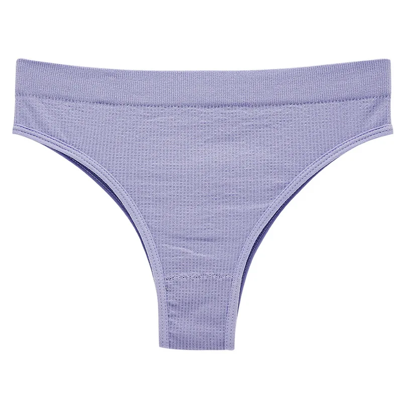 Custom 2024 T-string women's seamless large size women's sports underwear solid color mid-waist sexy underwear