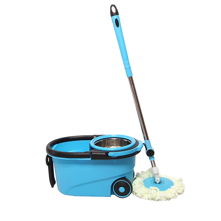 2 In 1 Handheld Water Mop Floor Clean With Sweeper Multi-Functional Cleaning 360 Spin Mops Plastic Bucket Set