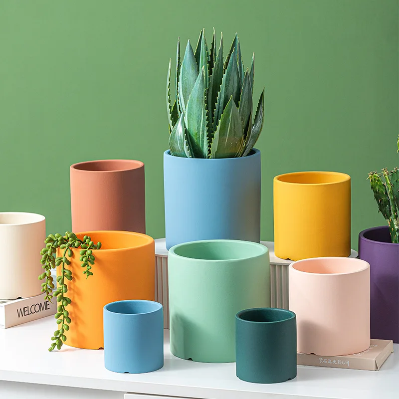 Оптовая продажа от производителя керамический цветочный горшок Morandi зеленый для растений современный простой