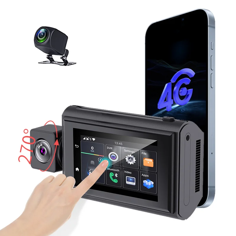 AOEDI D12 3 inch Touch Screen ADAS Dash Cam Android 10 BT FM Transmit Dual Lens DVR With Remote Monitor Wifi