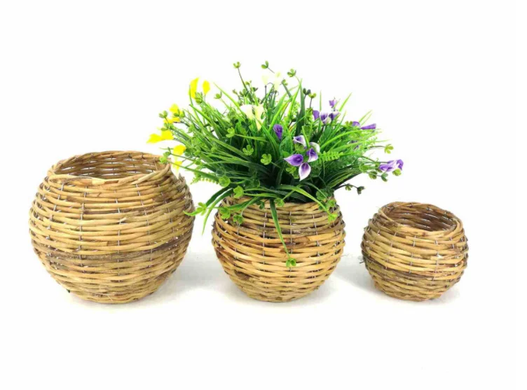 handmade Woven Water Hyacinth Basket Planter rattan Seagrass Planer for  Home Storage garden