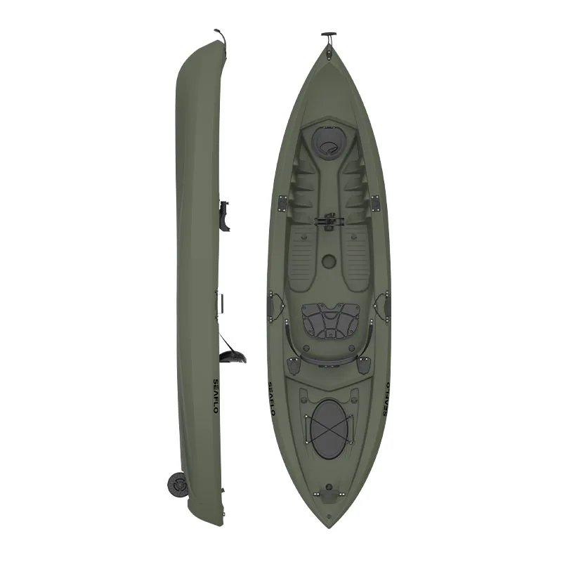 SEAFLO Factory Wholesale Cheap Plastic Kayak Boat Lake River Single Person Fishing With Rear Drag Wheel Esay to Carry