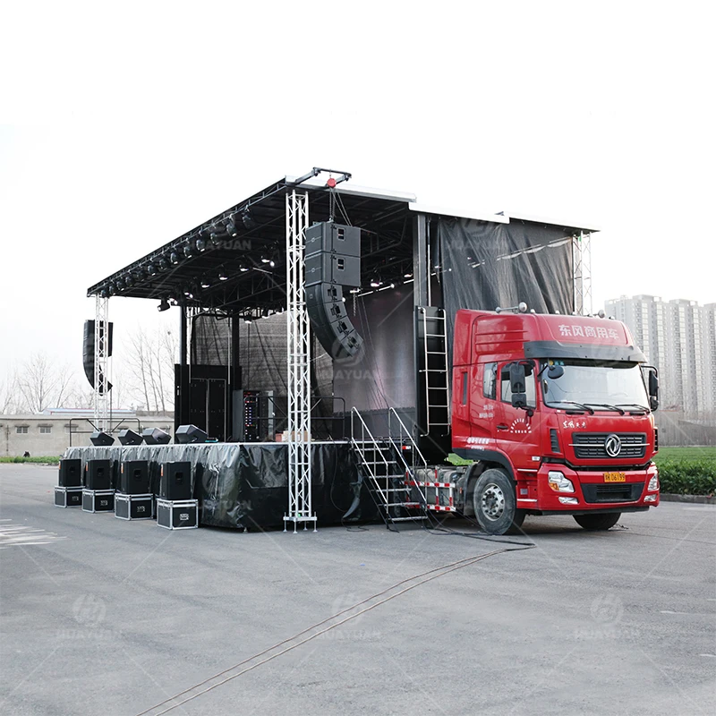 HUAYUAN S455 mobile stage roadshow hydraulic sound stage trailer for outdoor event concert