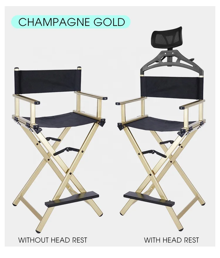 
Professional Makeup Artist Directors Chair Light Weight Foldable New Height Tall Folding with Replacement Cover Support 250 lbs 