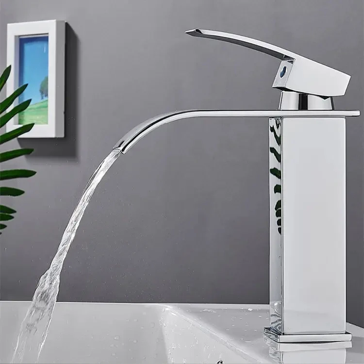 LULUMOM Modern Single Handle Black Silver Gold Tall Waterfall Basin Tap Bathroom Faucet Deck Mounted Mixer Tap Torneira Banheiro