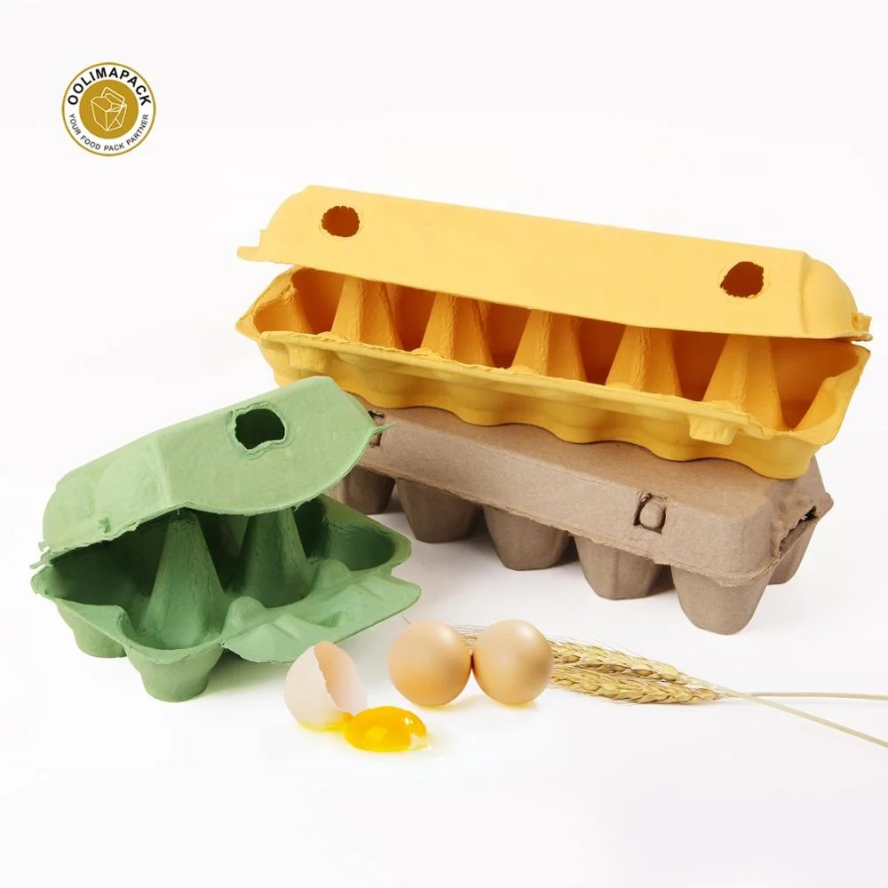 Eco-friendly colored useful pulp paper egg chicken 6/12 eggs box packaging for sale