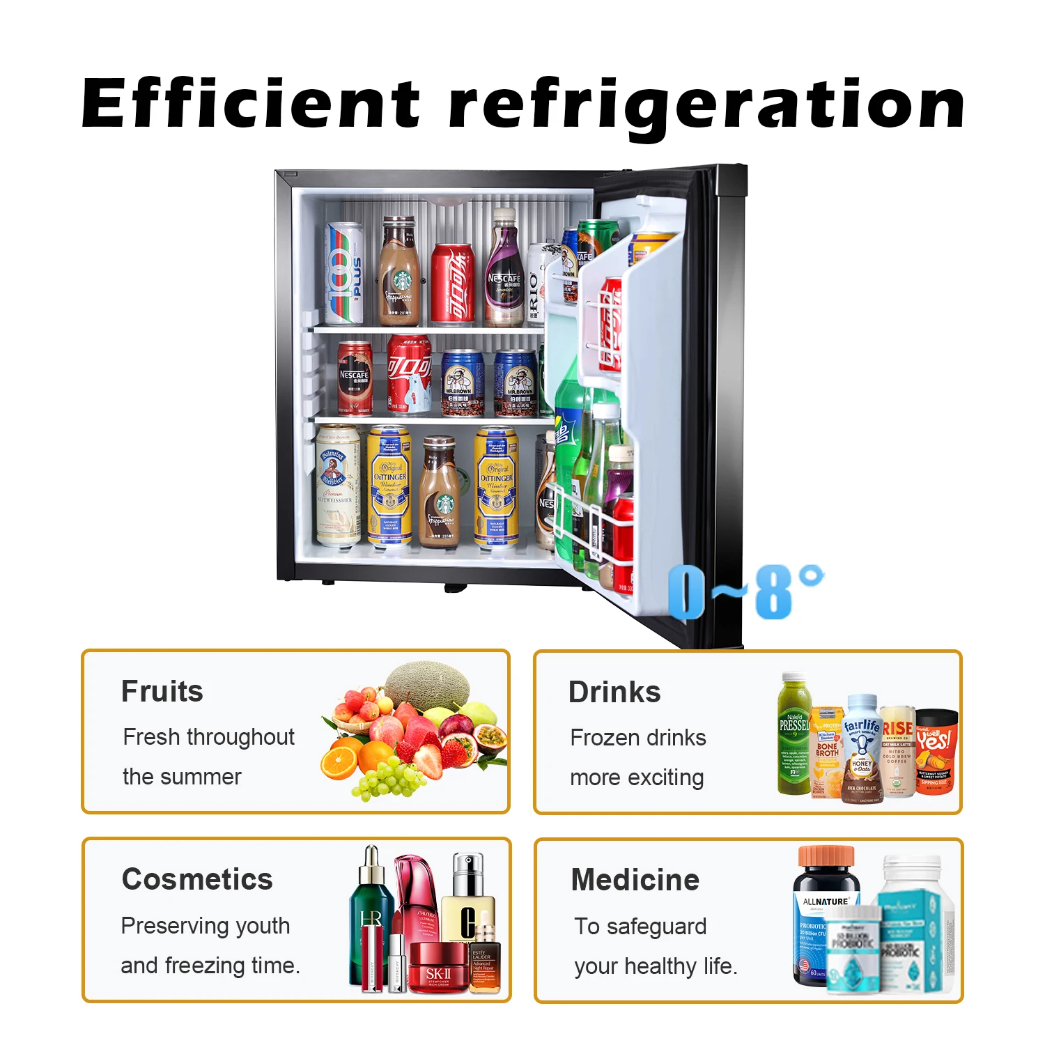 Mini 60L Hotel Compressor Free Mini Bar Refrigerator Small Hotel Room Refrigerator