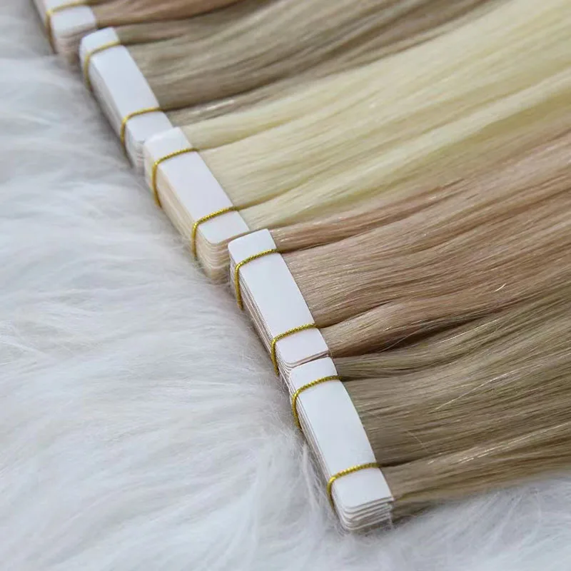 hair vendor wholesale hair tape in  extensions 100% human  raw double drawn invisible virgin hair  tape in for European