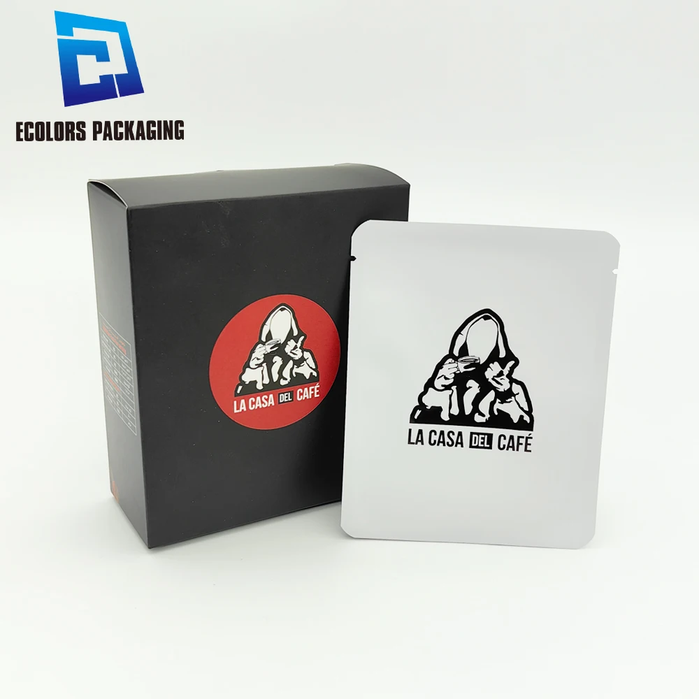 high quality portable disposable cup hanging ear drip  sachet plastique custom printed coffee filter bag and box