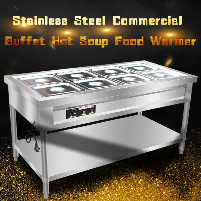 Commercial Electric Food Warmer  4 Pot Stainless Steel Steam Table, Buffet Server for Kitchen and Restaurant