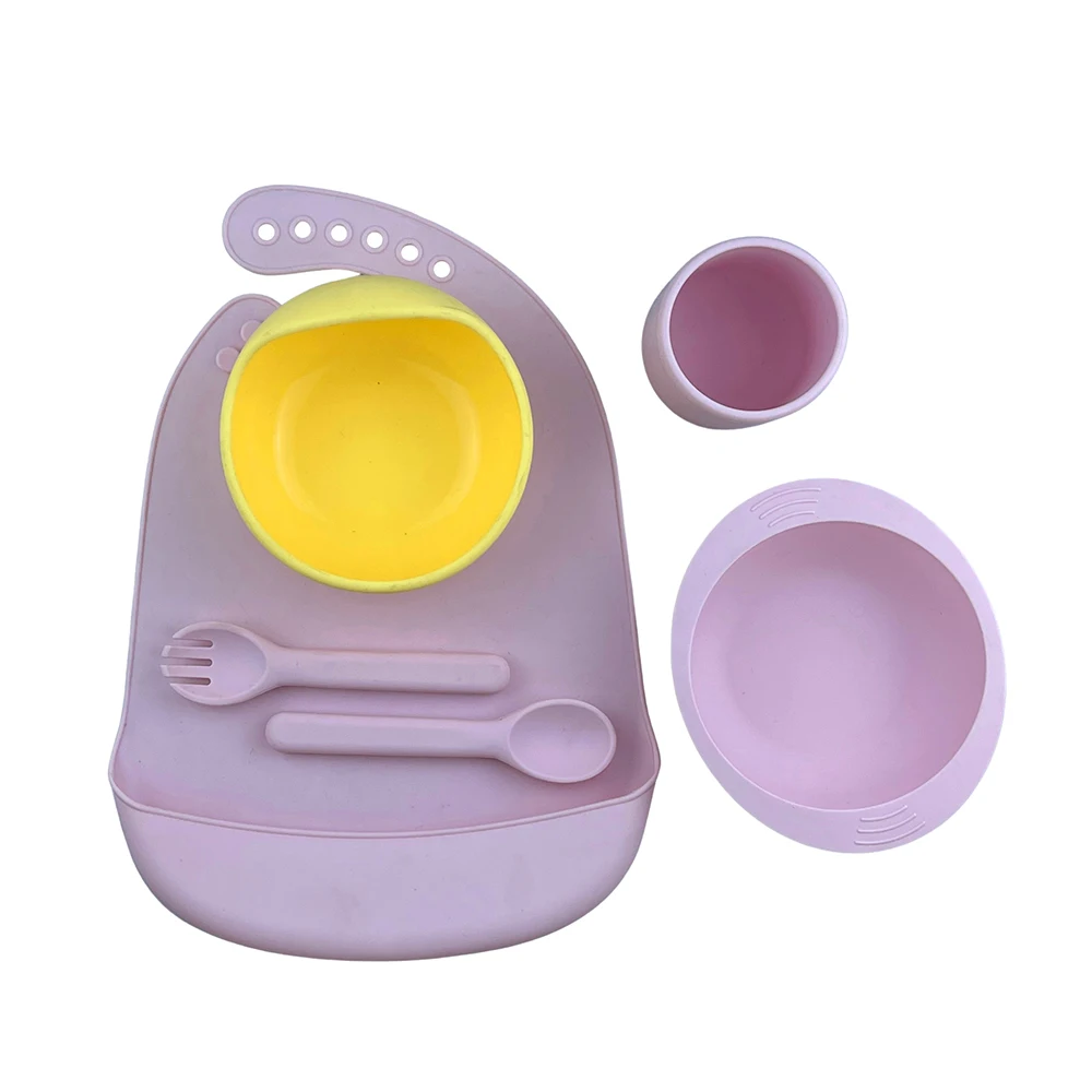 Factory Manufacture Competitive Price Heat Resistant BPA Free Food Grade Silicone Baby Feeding Tableware Set Supplies