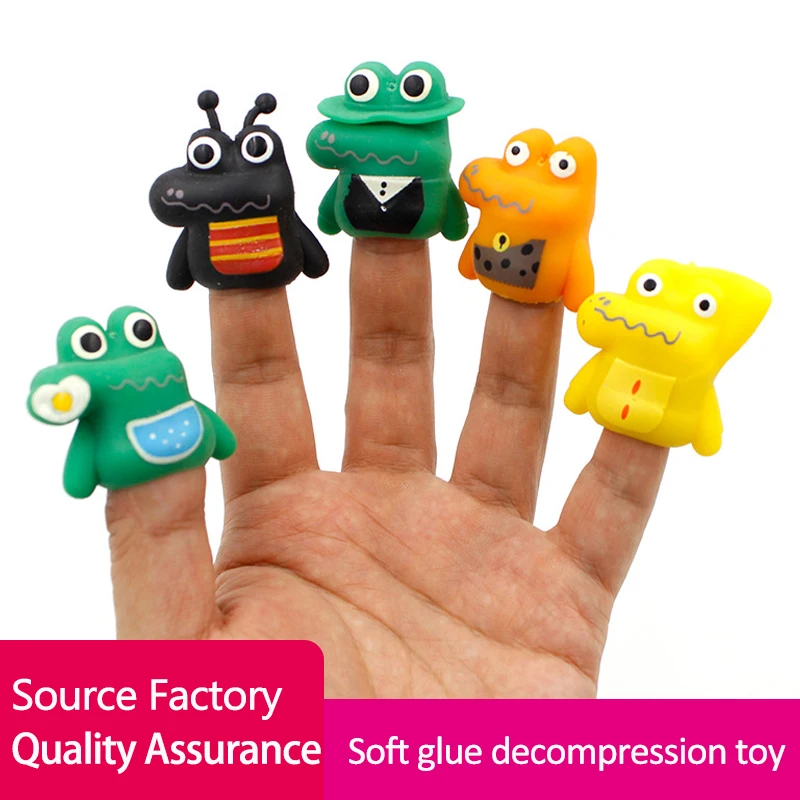 Wholesale Frog Finger Puppets Plastic Animal Party Favor Promotion Gifts Rubber 6 Designs TPR Monster Finger Puppet
