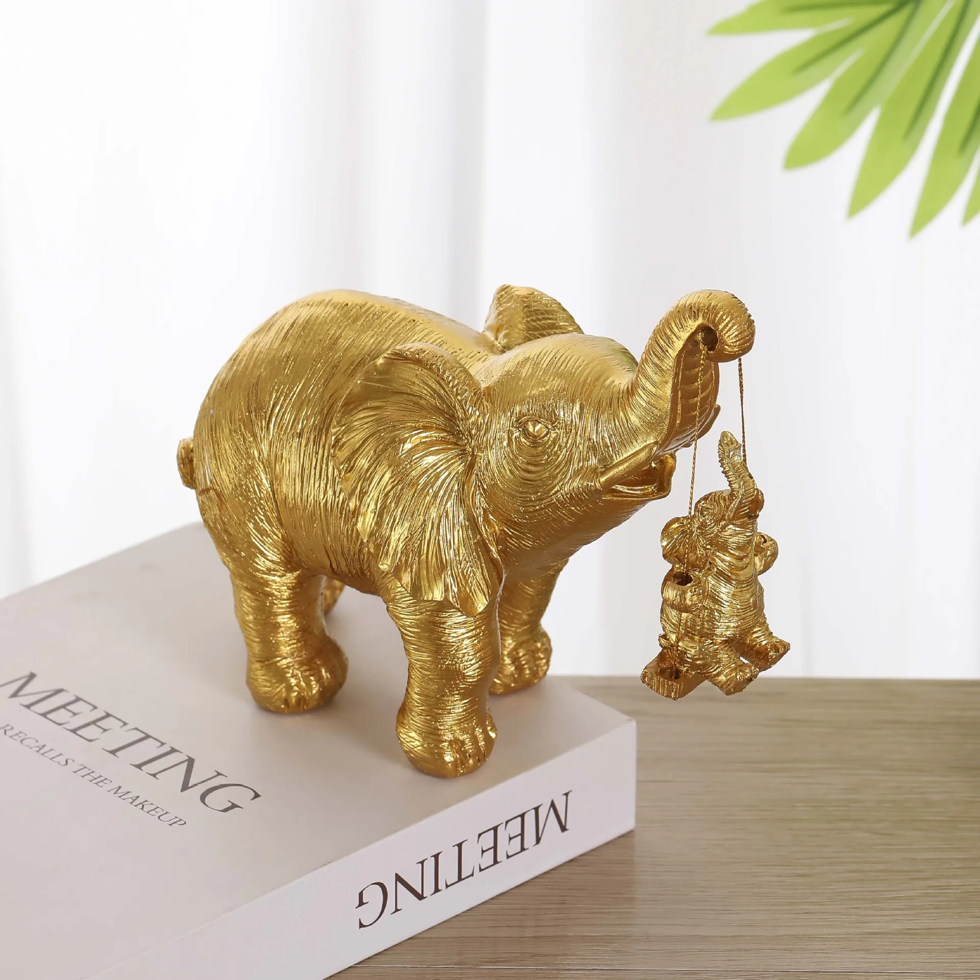 Home Decor Ornaments Animal Accents Brings Good Luck Gold Elephant Decor resin Elephant Statue for women mom gift