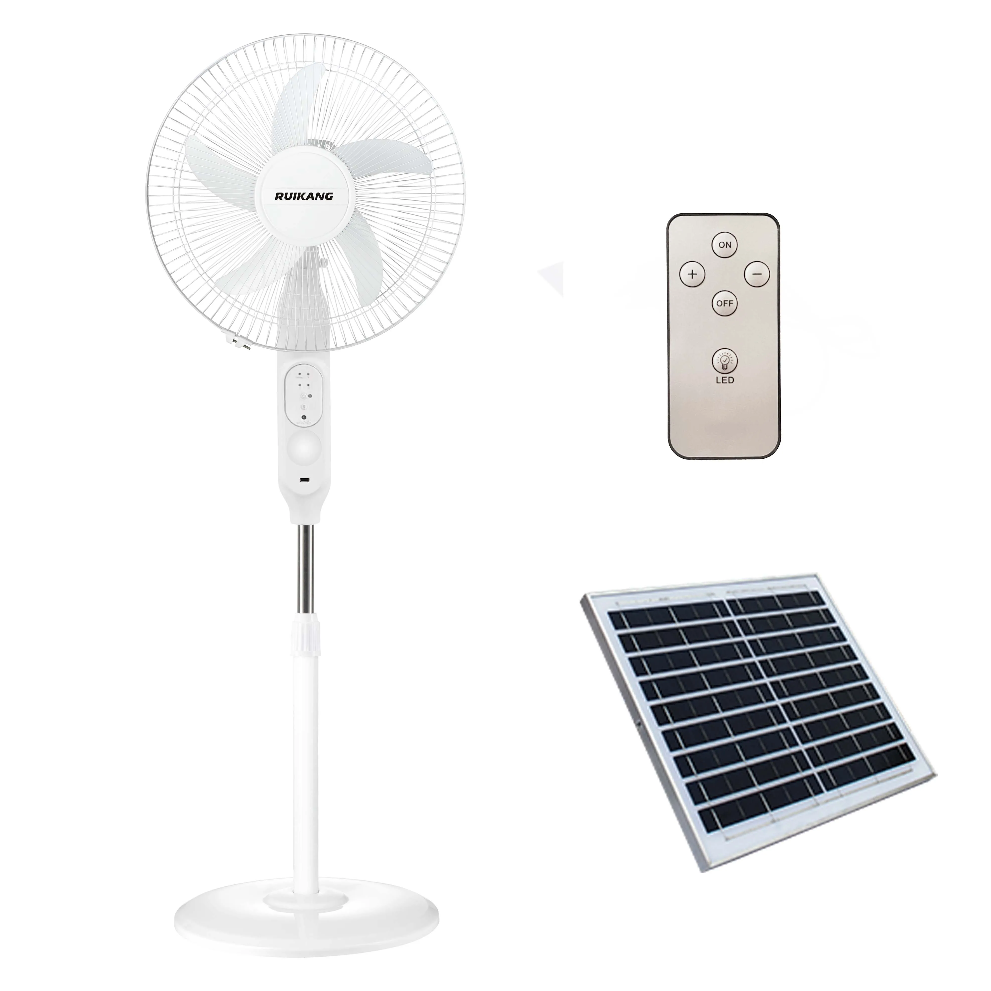 16 inches AC DC 12V solar rechargeable solar powered fan electric for house office outdoor hotel with panel solar standing fan