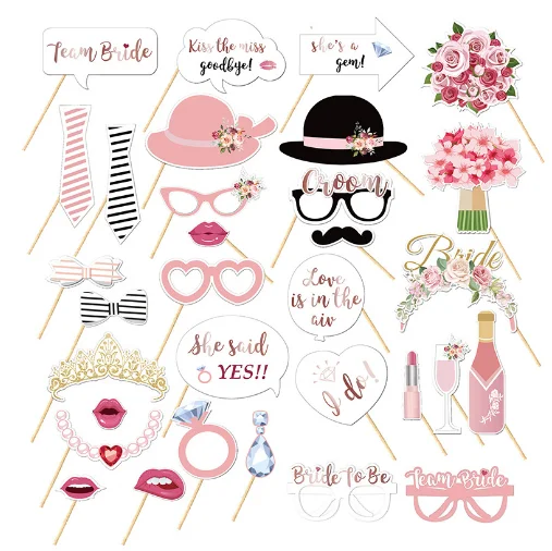 22.7  Rose Gold Bride to be 20 Piece Photo Prop Bachelorette Bride-to-Be Wedding Engagement Party