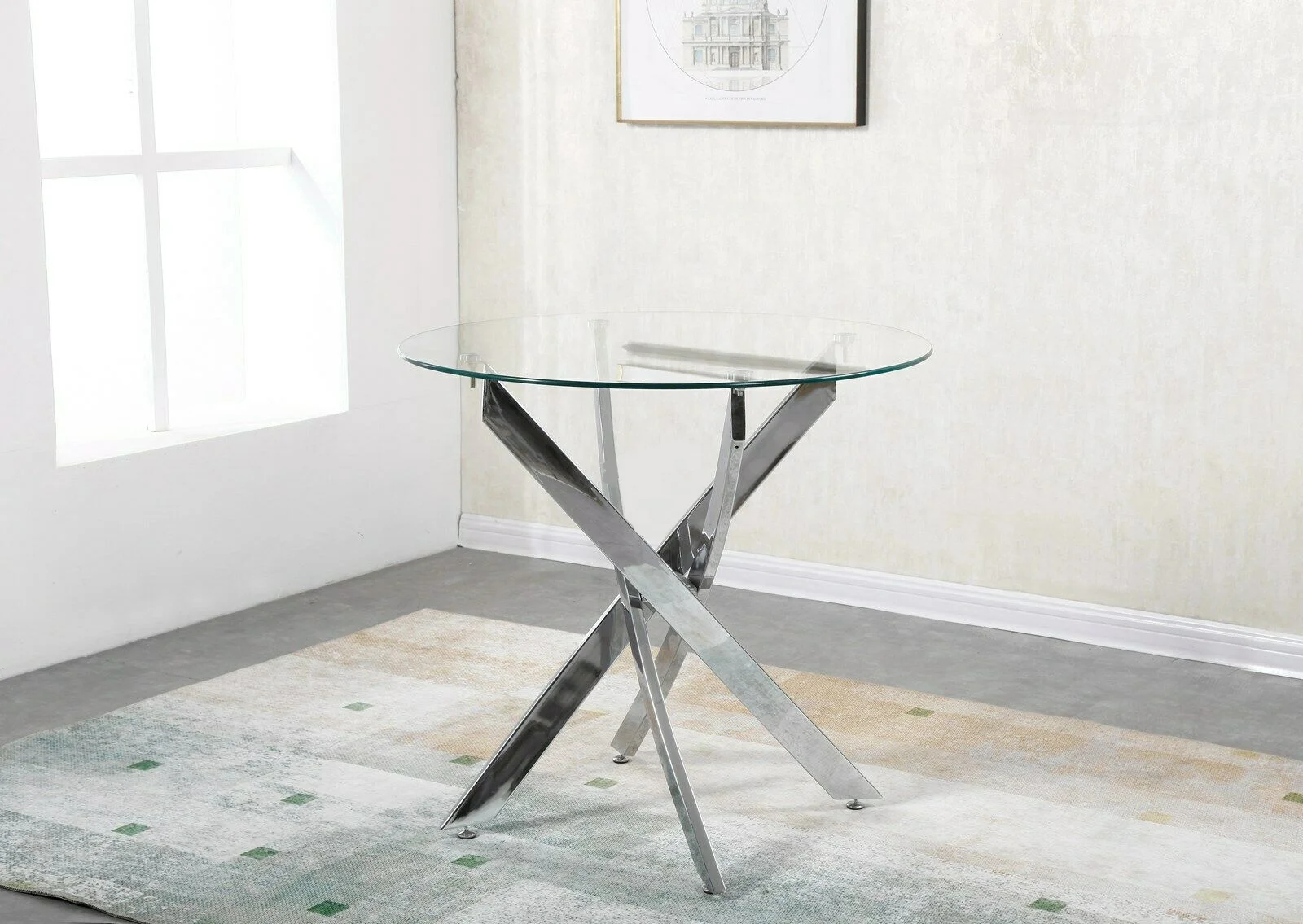 Home Furniture Cheap Price Dining Room Table and Chairs Glass Top Dining Table