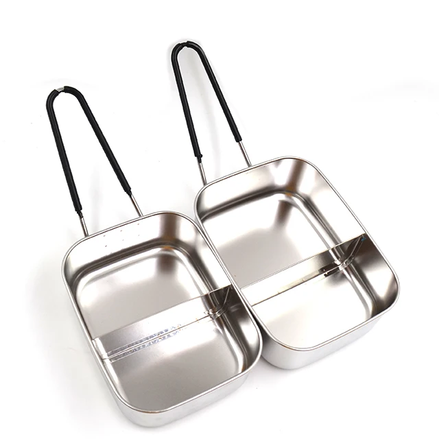 Stainless Steel Eco Lunch Box 2 Compartment With Removable Divider Metal Bento Box Sealed Zero Waste Food Storage Container